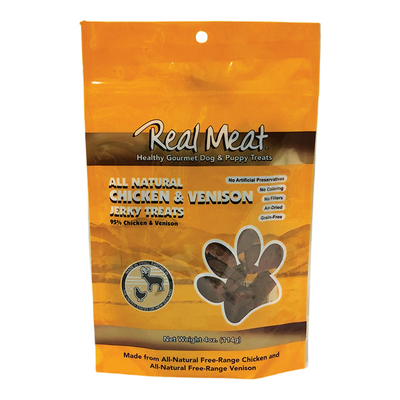 The Real Meat Chicken & Venison Jerky Treats 4oz