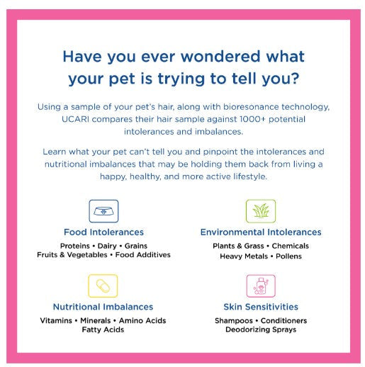 UCARI Pet Intolerance Kits quickly get you information about your pets intolerances.